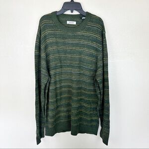Jack & Jones Mens Crewneck Pullover Sweater Green Striped XXL